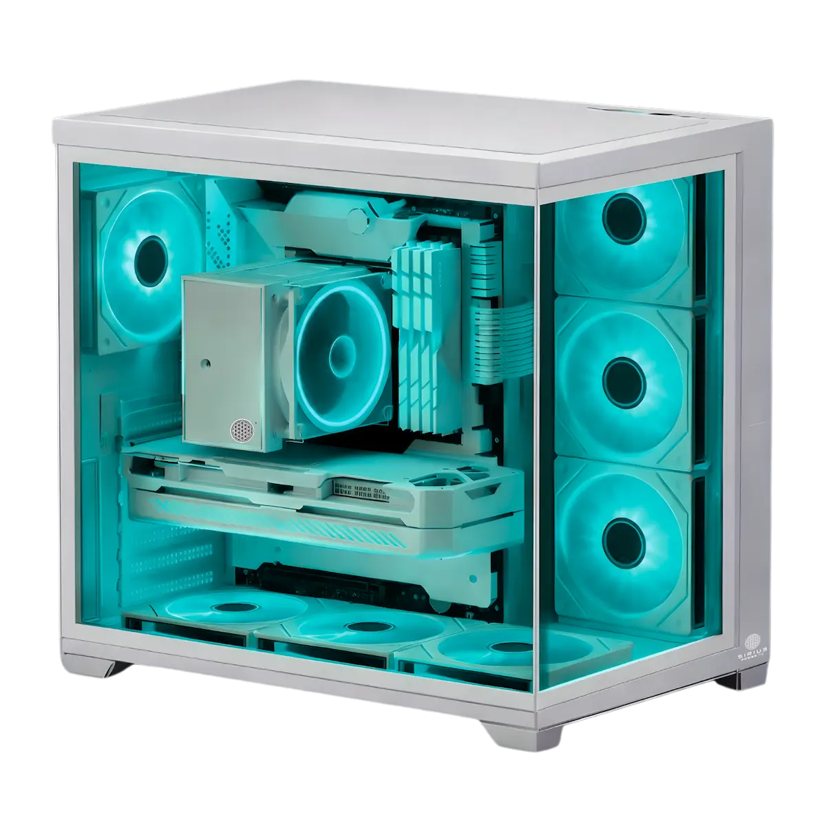 Matrix White Cyan PC Case