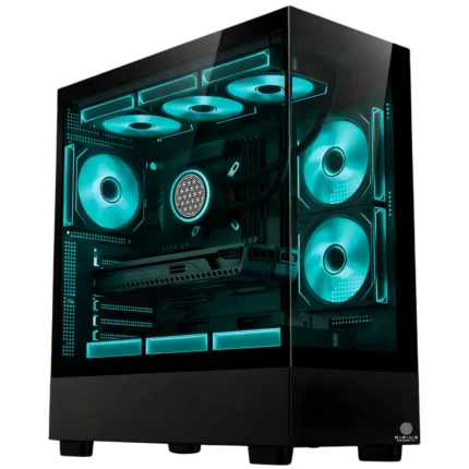 Satellite Black Cyan PC Case