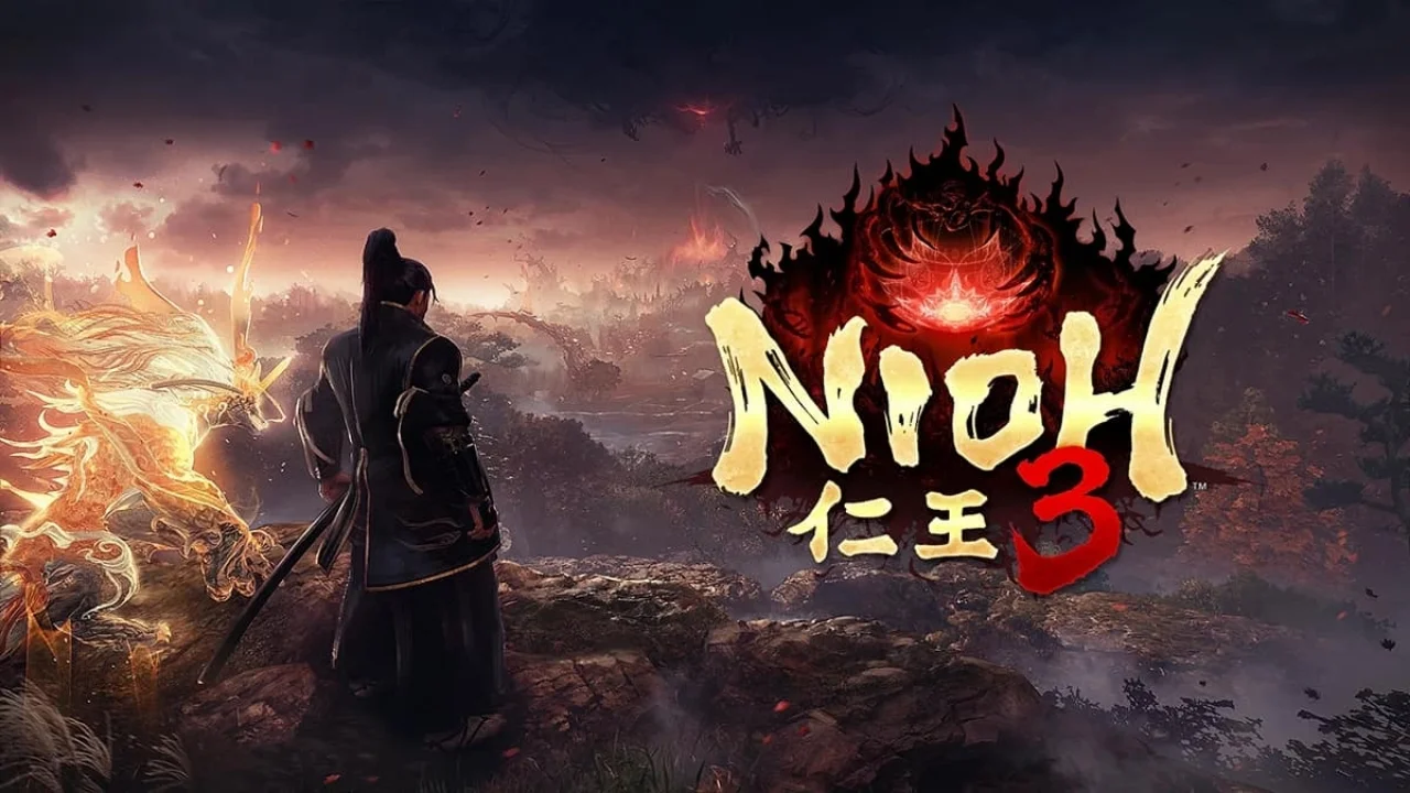 Nioh 3 image showing a samurai facing a dark battlefield with the Nioh 3 logo