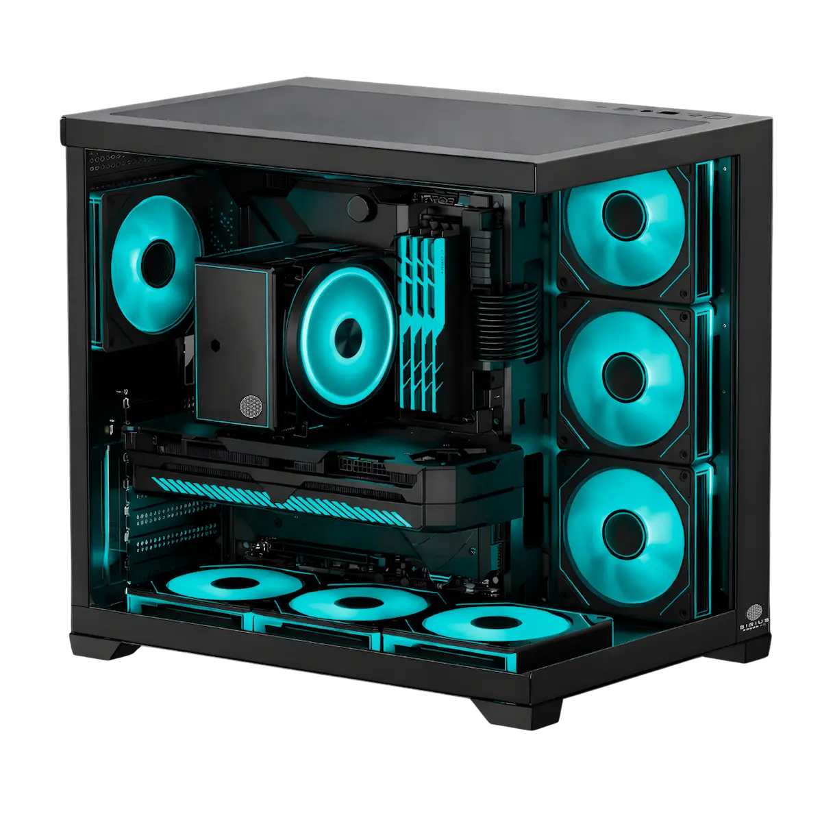 Matrix Black Cyan PC Case, Orion v4 14900k 5080 Gaming PC